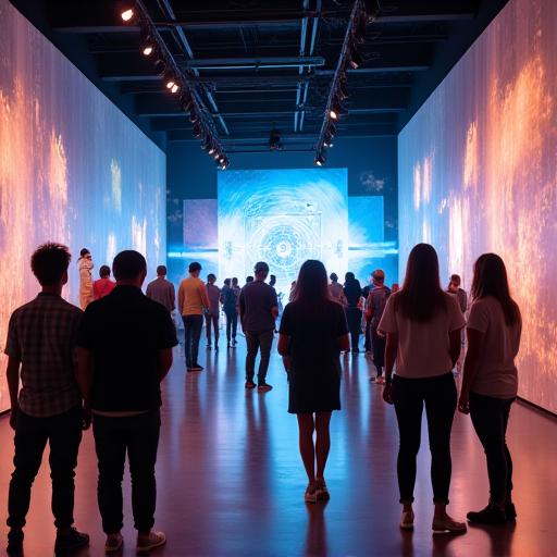 Scénographie d'une exposition artistique immersive.